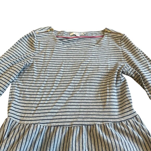 Boden Janie Stripe A-Line Dress Navy Grey Pockets 3/4 Sleeves Size 10L Women's - Picture 3 of 12